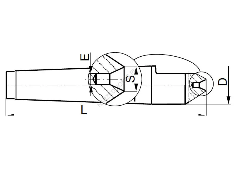 Rysunek techniczny: Kieł stały wewnętrzny ze ścięciem - 60 stopni: T.8740 MS0 - KOLNO